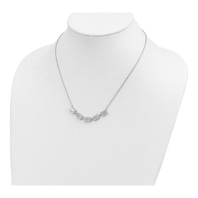 Sterling Silver CZ Baguette Bar Necklace – view 4