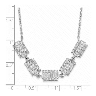 Sterling Silver CZ Baguette Bar Necklace – view 5
