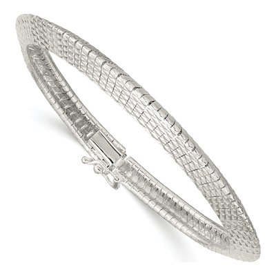 Sterling Silver Textured Knife-Edge Bangle Bracelet