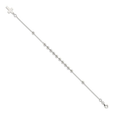Sterling Silver Beaded Cross Bracelet – view 2