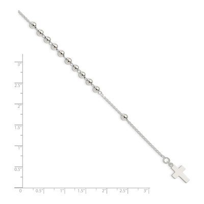 Sterling Silver Beaded Cross Bracelet – view 3