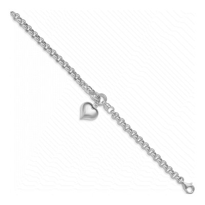 Sterling Silver Rolo Heart Bracelet – view 3