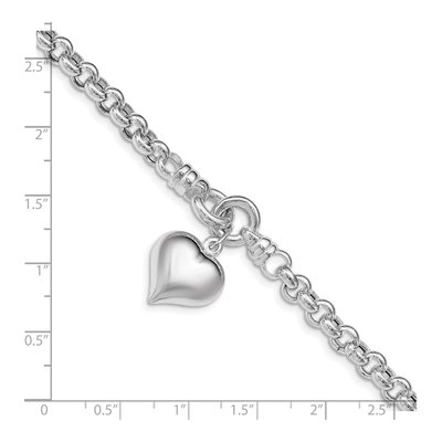 Sterling Silver Rolo Heart Bracelet – view 4