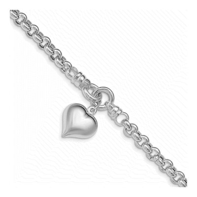 Sterling Silver Rolo Heart Bracelet