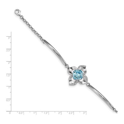 Sterling Silver Crystal Flower Bracelet – view 4