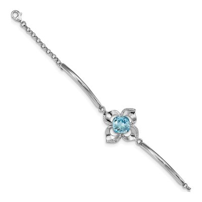 Sterling Silver Crystal Flower Bracelet
