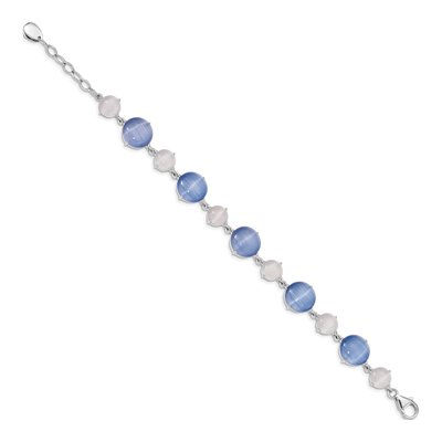 Sterling Silver Blue Cat's Eye Bracelet – view 2