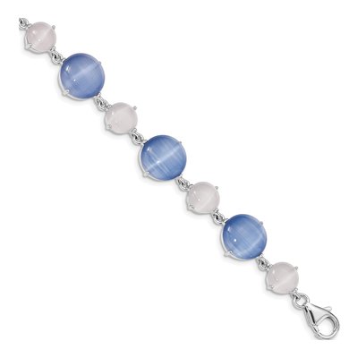 Sterling Silver Blue Cat's Eye Bracelet