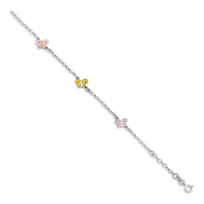 Sterling Silver Girls' Enamel Butterfly Bracelet – view 3