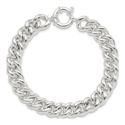 Sterling Silver 10.7mm Hollow Curb Chain Bracelet – view 5