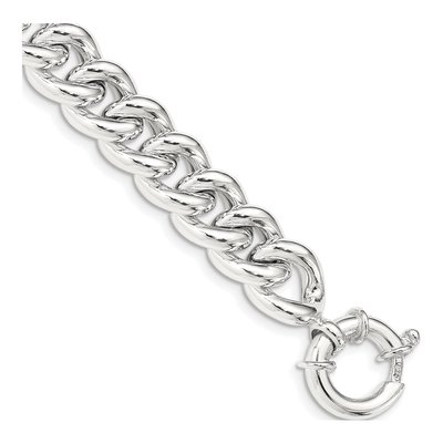 Sterling Silver 10.7mm Hollow Curb Chain Bracelet