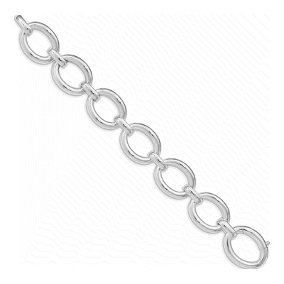 Sterling Silver 21.8mm Hollow Large Cable Chain Bracelet – view 3