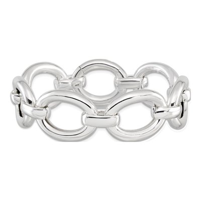 Sterling Silver 21.8mm Hollow Large Cable Chain Bracelet – view 4