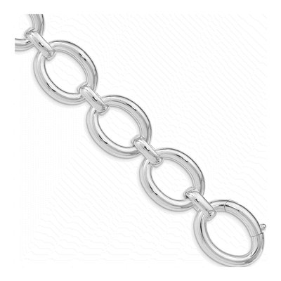 Sterling Silver 21.8mm Hollow Large Cable Chain Bracelet