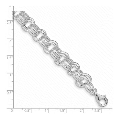 Sterling Silver 9.3mm Hollow Double Rolo Chain Bracelet – view 4