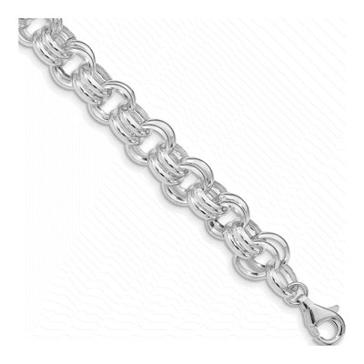 Sterling Silver 9.3mm Hollow Double Rolo Chain Bracelet