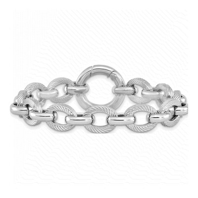 Sterling Silver 10.4mm Fancy Link Chain Bracelet – view 4