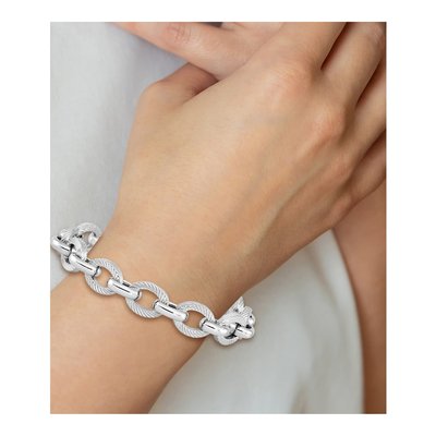 Sterling Silver 10.4mm Fancy Link Chain Bracelet – view 6
