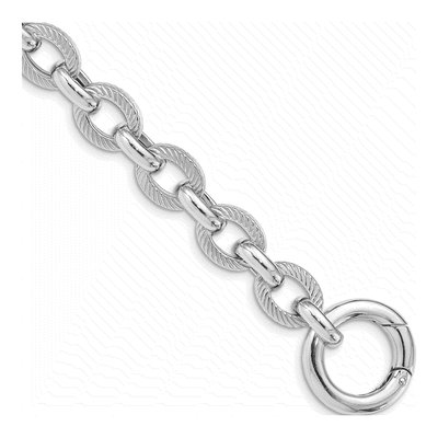 Sterling Silver 10.4mm Fancy Link Chain Bracelet