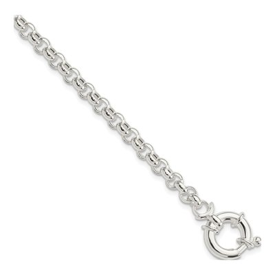 Sterling Silver 4.75mm Semi-Solid Fancy Rolo Chain Bracelet