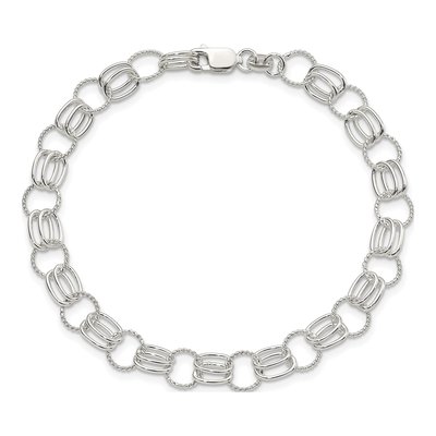 Sterling Silver Semi-Solid Link Chain Bracelet – view 5
