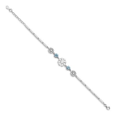 Sterling Silver Crystal Snowflake Station Bracelet – view 2