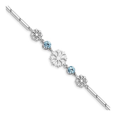 Sterling Silver Crystal Snowflake Station Bracelet