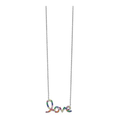 Sterling Silver CZ Colorful LOVE Pendant Necklace – view 3