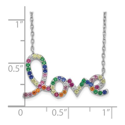 Sterling Silver CZ Colorful LOVE Pendant Necklace – view 4