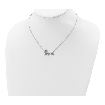 Sterling Silver CZ Colorful LOVE Pendant Necklace – view 5