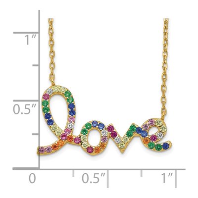 Gold-Plated Sterling Silver CZ LOVE Pendant Necklace – view 4