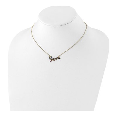 Gold-Plated Sterling Silver CZ LOVE Pendant Necklace – view 5