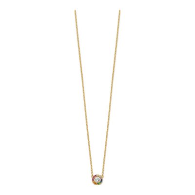 Gold-Plated Sterling Silver CZ Circle Pendant Necklace – view 3