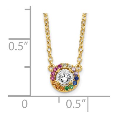 Gold-Plated Sterling Silver CZ Circle Pendant Necklace – view 4