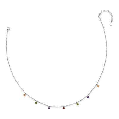 Sterling Silver CZ Multi-Color Dangle Necklace – view 3