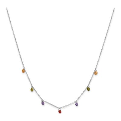 Sterling Silver CZ Multi-Color Dangle Necklace – view 4