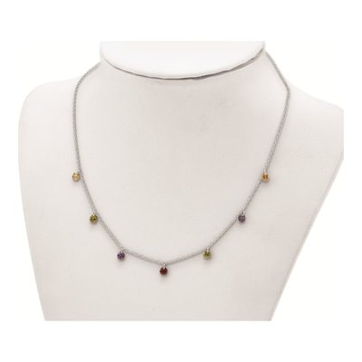 Sterling Silver CZ Multi-Color Dangle Necklace – view 5
