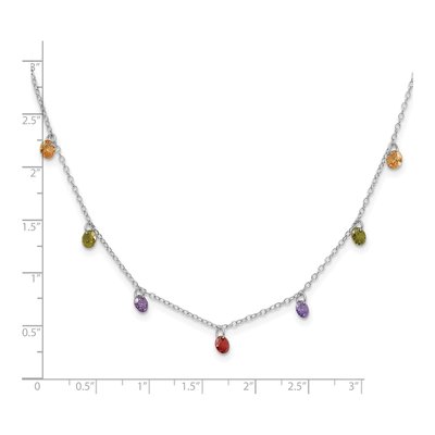 Sterling Silver CZ Multi-Color Dangle Necklace – view 6