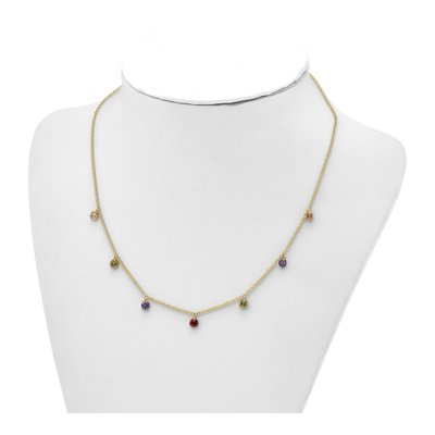 Gold-Plated Sterling Silver CZ Dangling Colorful Necklace – view 4
