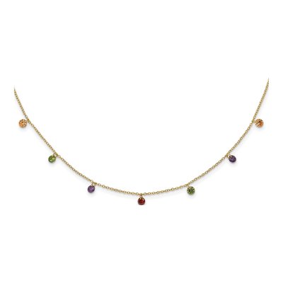 Gold-Plated Sterling Silver CZ Dangling Colorful Necklace