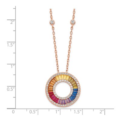 Rose Gold-Plated Sterling Silver CZ Circle Pendant Necklace – view 4