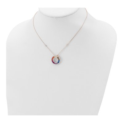 Rose Gold-Plated Sterling Silver CZ Circle Pendant Necklace – view 5