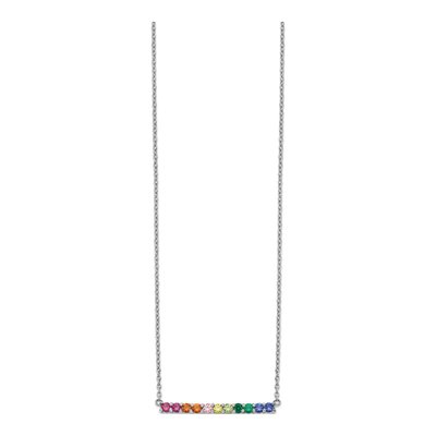 Sterling Silver CZ Bar Necklace – view 3