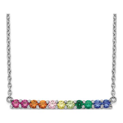 Sterling Silver CZ Bar Necklace