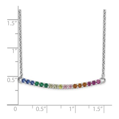 Sterling Silver CZ Rainbow Curved Bar Necklace – view 4