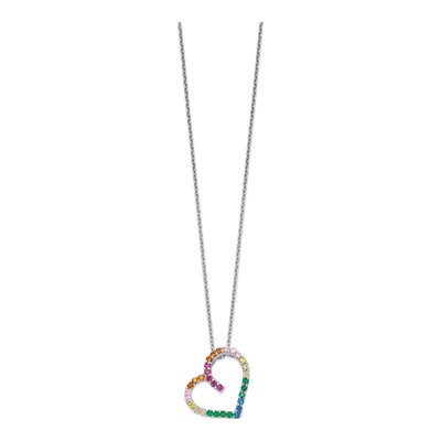 Sterling Silver CZ Open Heart Pendant Necklace – view 3
