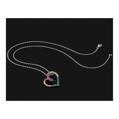 Sterling Silver CZ Open Heart Pendant Necklace – view 7