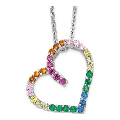 Sterling Silver CZ Open Heart Pendant Necklace
