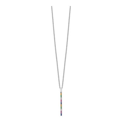 Sterling Silver CZ Vertical Bar Necklace – view 3
