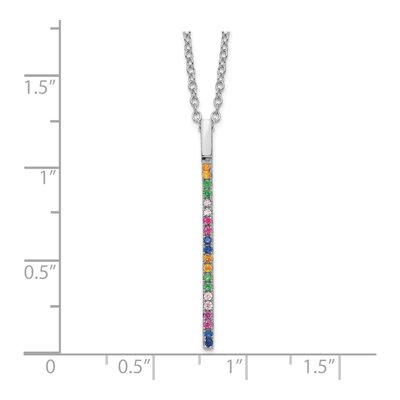 Sterling Silver CZ Vertical Bar Necklace – view 4